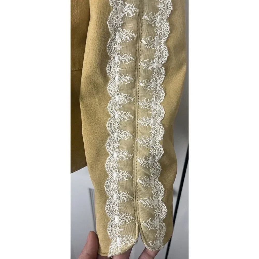 Cervelle Beige Leather With White Lace Trim Jacket Women’s Size Large - Picture 7 of 16